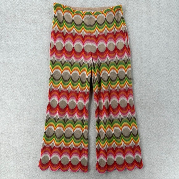 Trina Turk 70s Flare Woven Hippie Hipster Bell Bottom Pants Womens 6 Festival - Picture 2 of 13